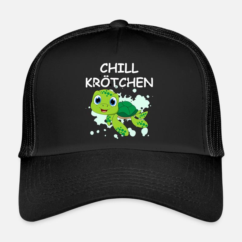 Chill Krötchen Schildkröte Chillen Turtle Relax - Trucker Cap - Schwarz/Schwarz
