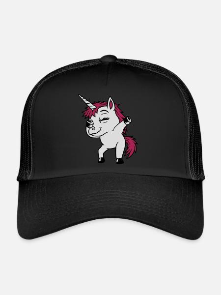 Fête Licorne Dabbing Danse - Casquette trucker  - noir/noir - Devant