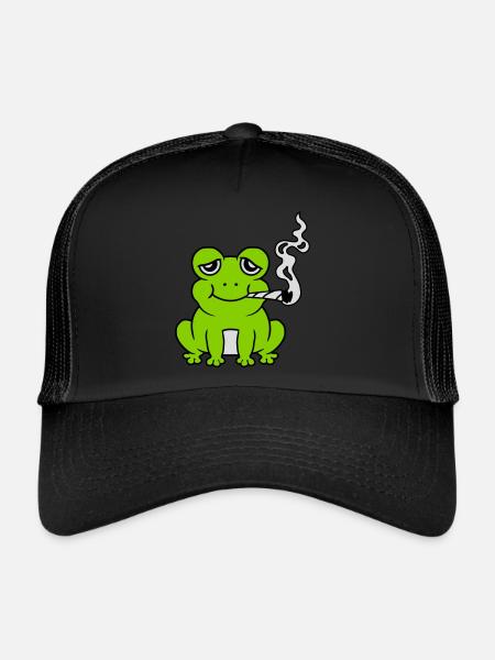 Grenouille à joint de mauvaise herbe lapidée - Casquette trucker  - noir/noir - Devant