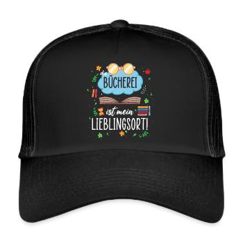 Bücherei Fan Spruch Lesen Bibliothek Bibliothekar - Trucker Cap - Schwarz/Schwarz - Vorne
