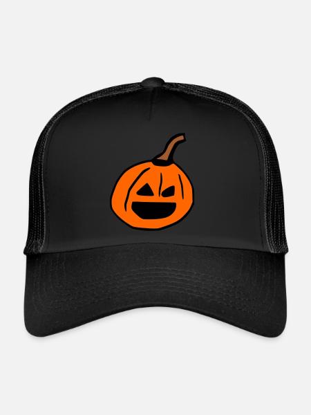 Halloween Pumpkin - Trucker Cap - black/black - Front