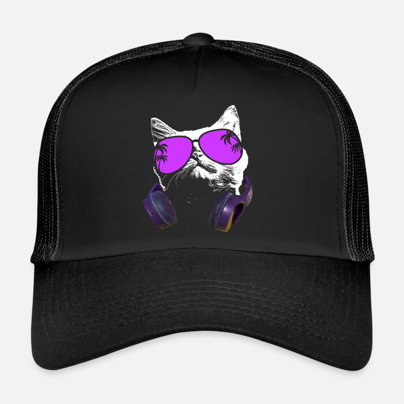 Katze Sonnenbrille Kätzchen Katzenliebe Katzenlieb - Trucker Cap - Schwarz/Schwarz