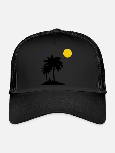 Palm trees - Trucker Cap - black/black - Front