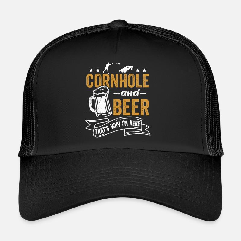 Cornhole et bière C’est pourquoi je suis ici Casquette trucker 
