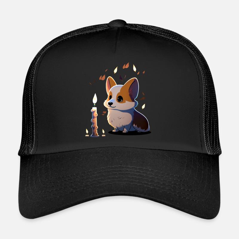Corgi et bougie Casquette trucker 
