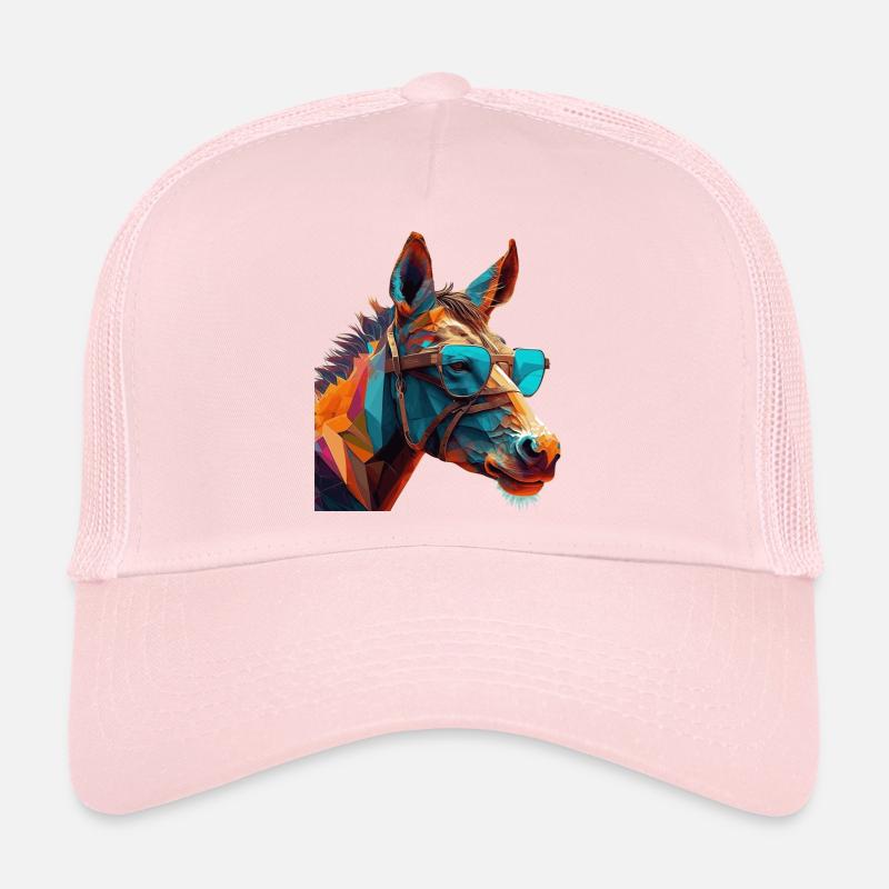 Donkey as vector and polygon with smart glasses Trucker Cap