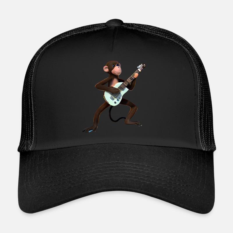 Affe Gitarrist - Trucker Cap - Schwarz/Schwarz