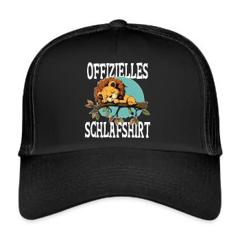Offizielles Schlafshirt Pyjama Nachthemd Löwe - Trucker Cap - Schwarz/Schwarz - Vorne