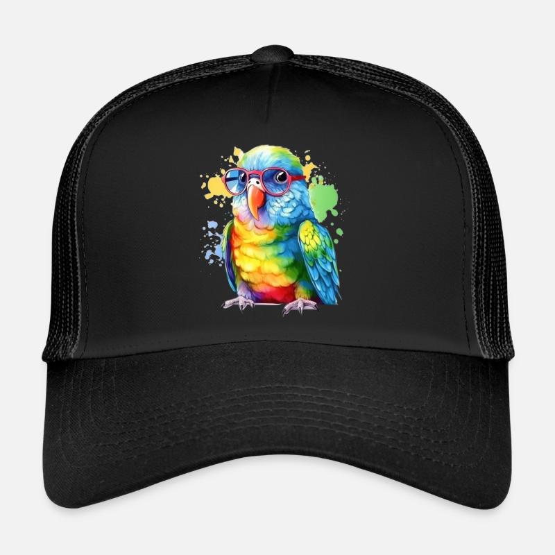 Bunter cooler Papagei mit Brille Trucker Cap