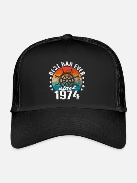 Meilleur père du monde Capitaine depuis 1974 - Casquette trucker  - noir/noir - Devant