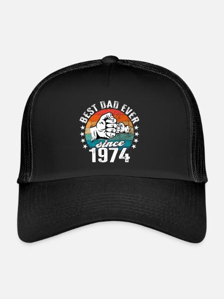 Meilleur papa du monde depuis 1974 Fête des Pères - Casquette trucker  - noir/noir - Devant