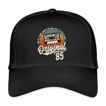 Original 1985 Jahrgang Vintage Geburtstag Retro - Trucker Cap - Schwarz/Schwarz - Vorne