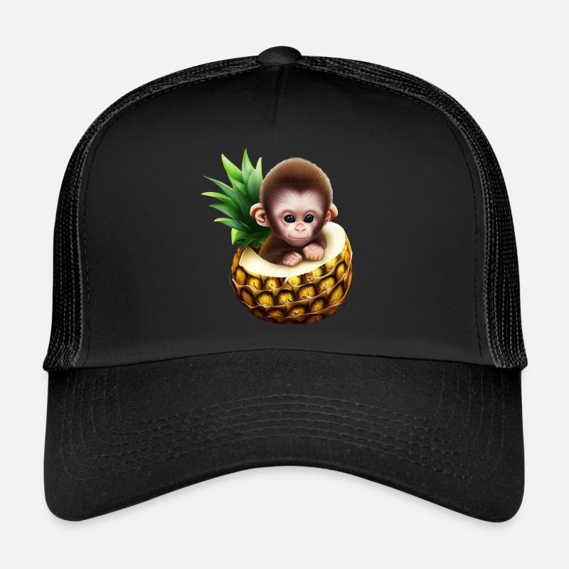 Petit singe dans un ananas Casquette trucker 