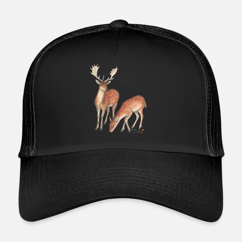 Damhirsch und Hirschkuh - Trucker Cap - Schwarz/Schwarz