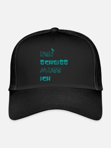 Nen scheiss muss ich - Trucker Cap - Schwarz/Schwarz
