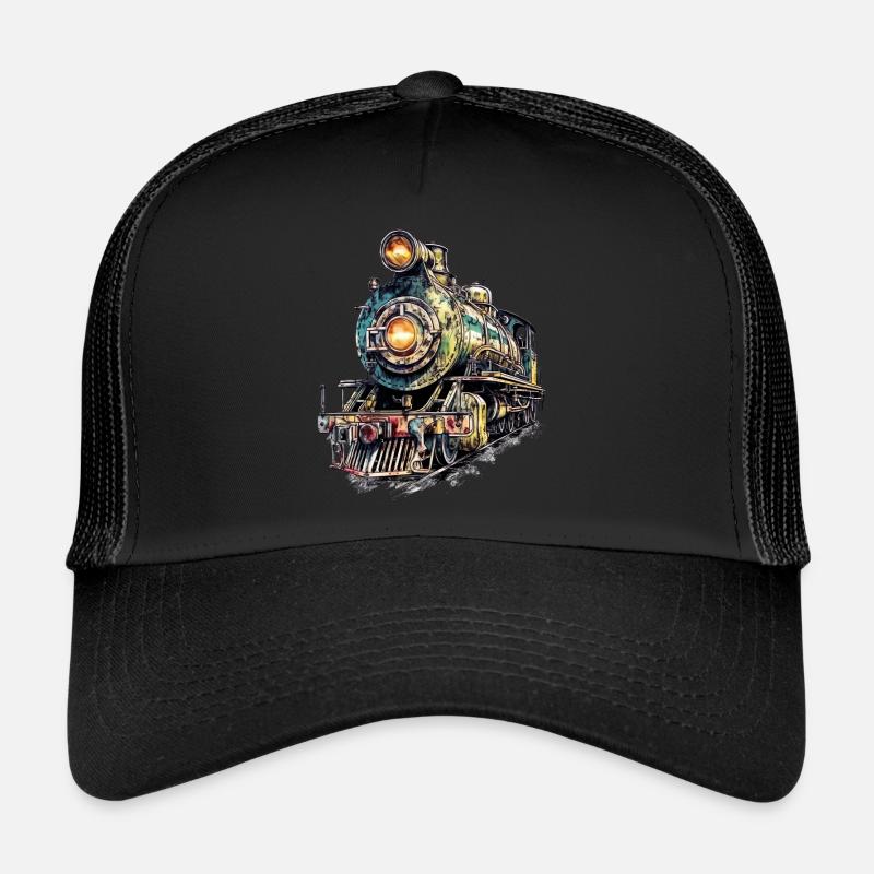 Eine Dampflok weckt Kindheitserinnerungen - Trucker Cap - Schwarz/Schwarz