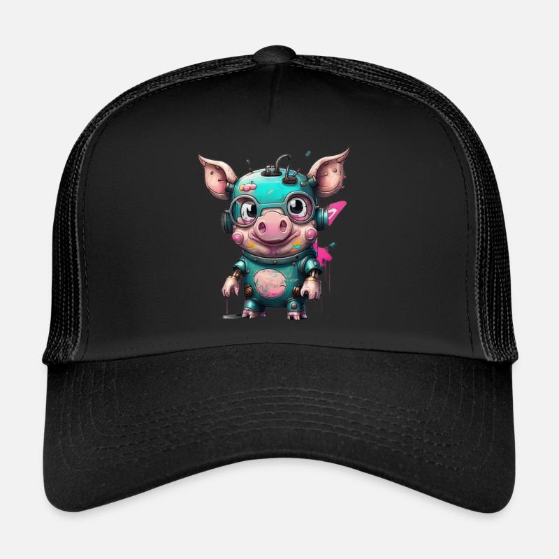 Robot Pig - Trucker Cap - black/black