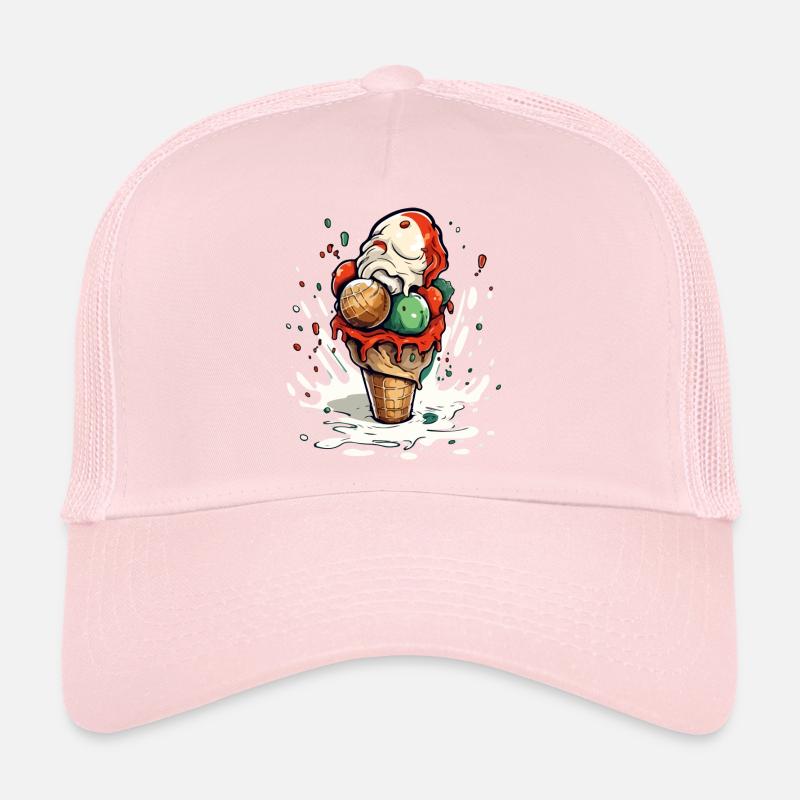 Cornet de glace myrtille pistache vanille Casquette trucker 