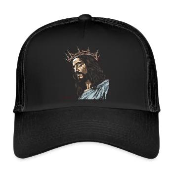 ERLÖSER JESUS DORNENKRONE - Trucker Cap - Schwarz/Schwarz - Vorne