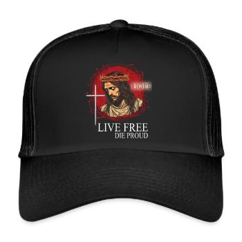 ERLÖSER MIT DORNENKRONE KREUZ SPRUCH MOTIV - Trucker Cap - Schwarz/Schwarz - Vorne