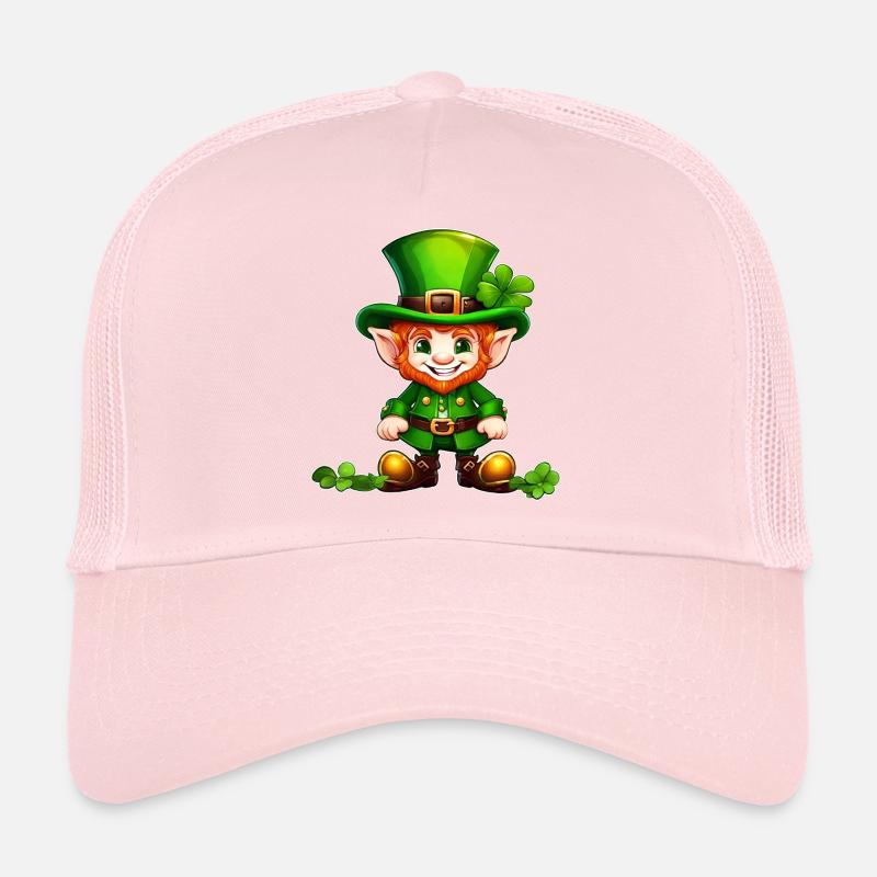 Saint Patrick's Day leprechaun with shamrock Trucker Cap