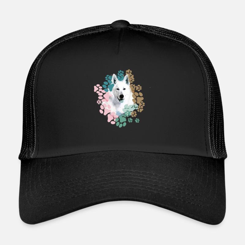 White Shepherd, German Shepherd, Paws, Print Trucker Cap