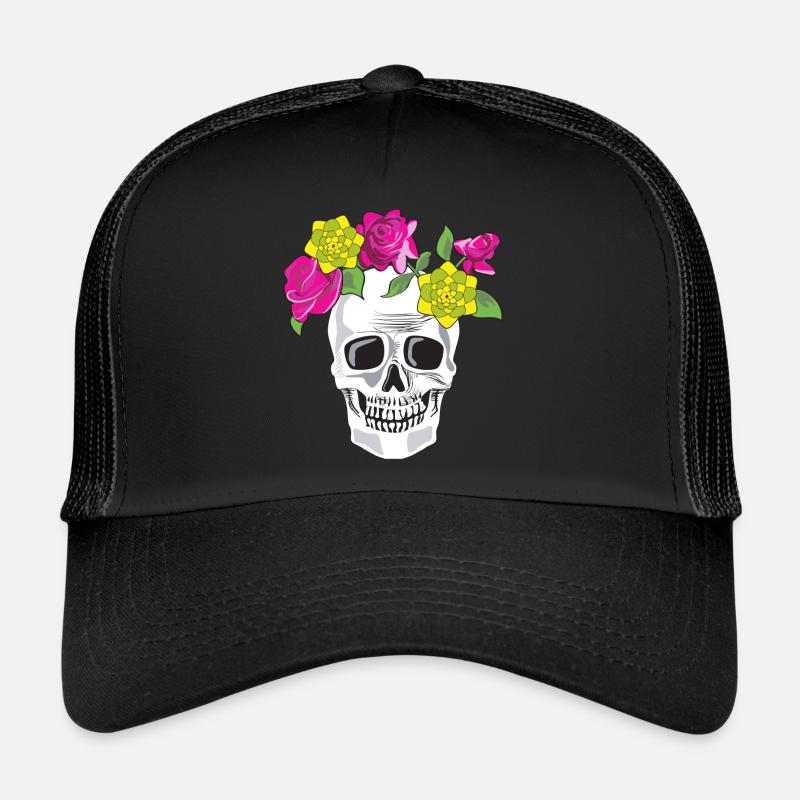 Totenkopf mit Blumen Trucker Cap