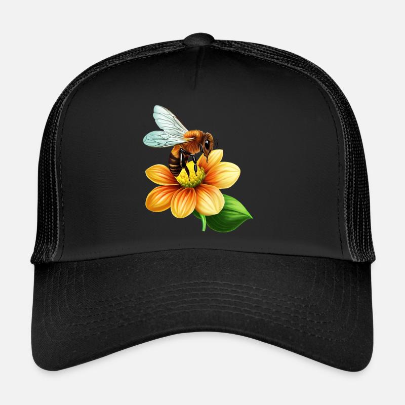 Honey bee at work: bloom pollination design Trucker Cap