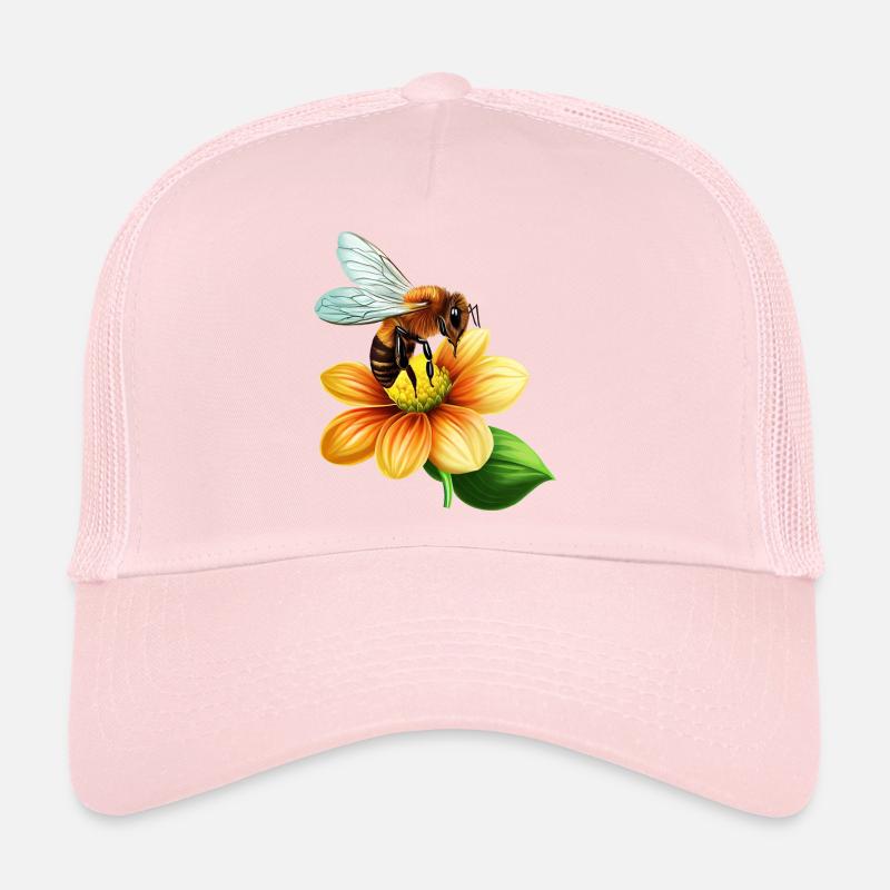 Honey bee at work: bloom pollination design Trucker Cap
