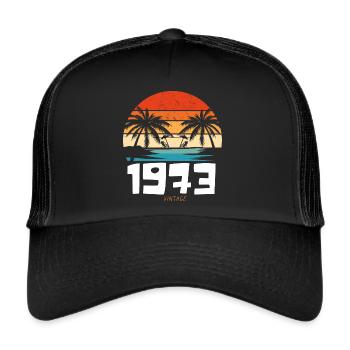 50th Birthday Vintage 1973 Retro Cassette Nickname - Trucker Cap - black/black - Front