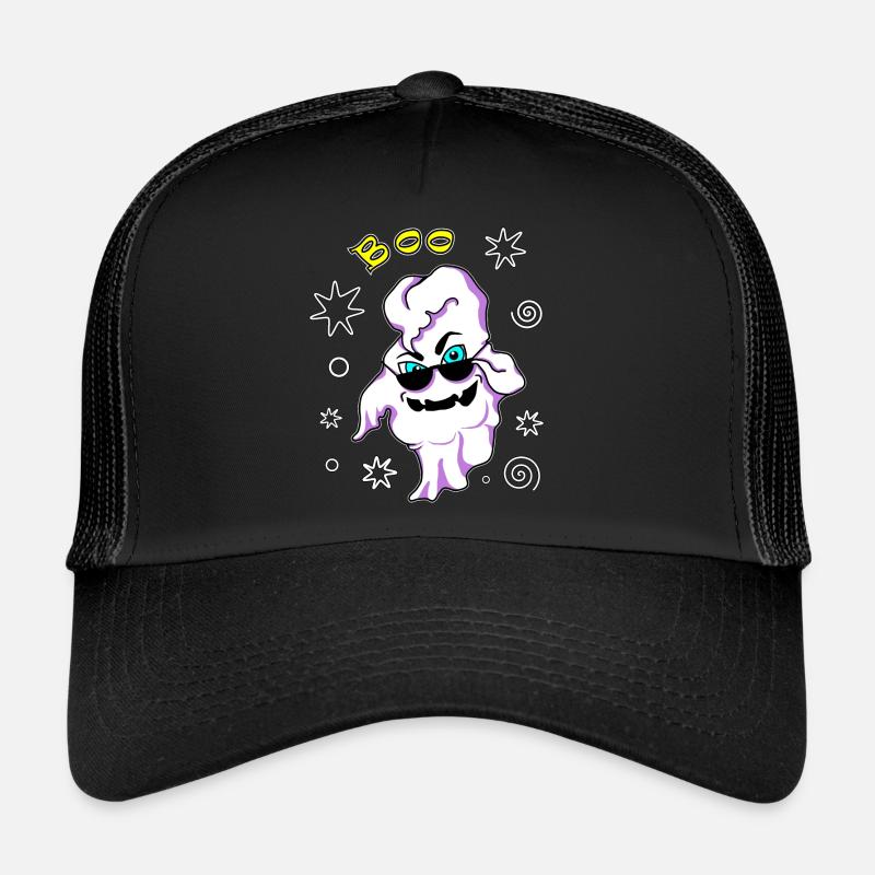 Fantôme cool avec des lunettes de soleil Halloween Casquette trucker 