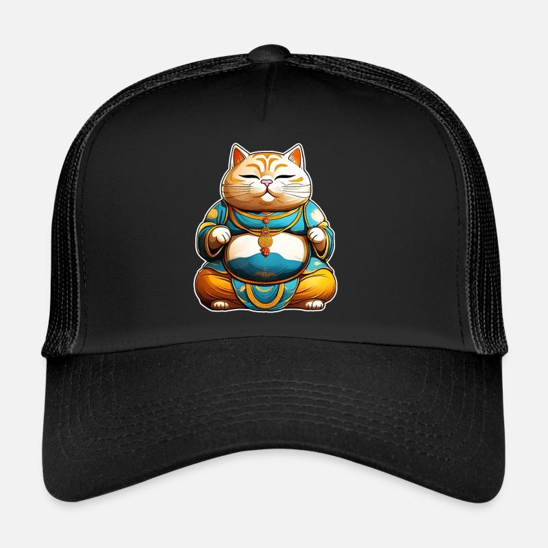 Gros chat en position de Bouddha Casquette trucker 