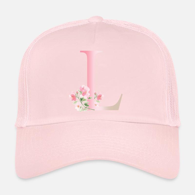 Lettre L avec des fleurs Casquette trucker 