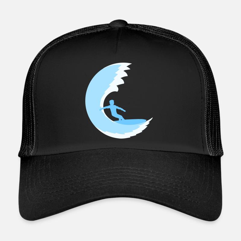 Surfer Surfboard Round Blue Circle Wave Surfing Trucker Cap