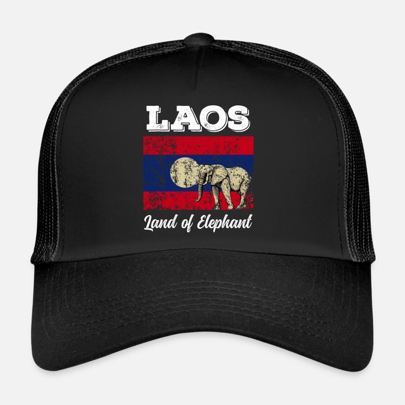 Laos Lao Laotian Flag Elephant Lao I Gift Trucker Cap
