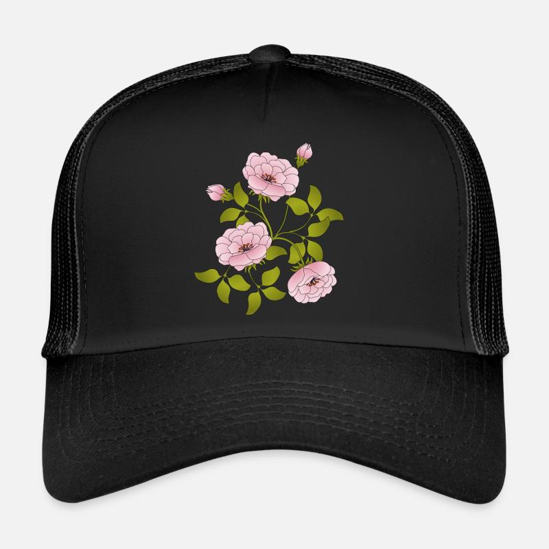 Blumen - Trucker Cap - Schwarz/Schwarz