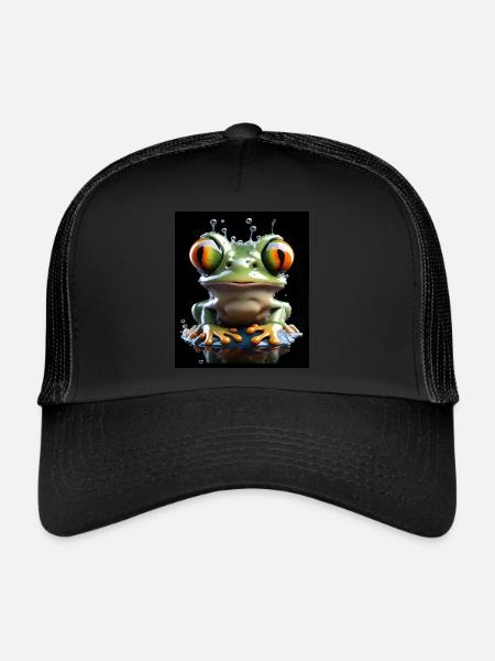 Grenouille #1 - Casquette trucker  - noir/noir - Devant