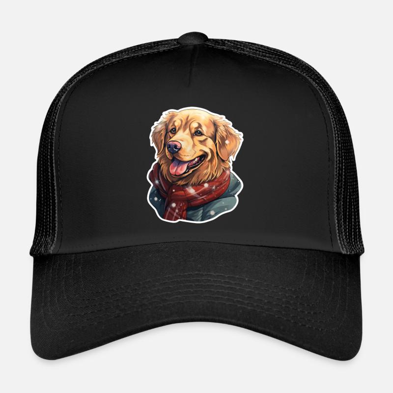 Golden Retriever avec écharpe et veste Casquette trucker 