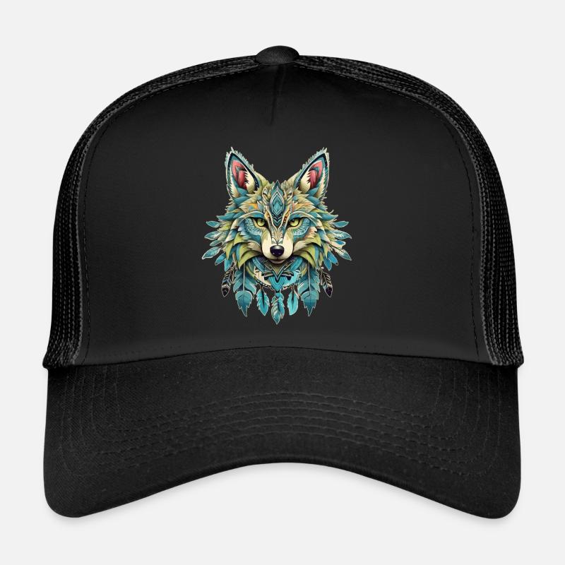 Fox with feathers traditional design spirit Trucker Cap