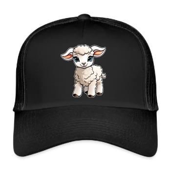 Niedliches kleines Baby Lämmchen - Trucker Cap - Schwarz/Schwarz - Vorne