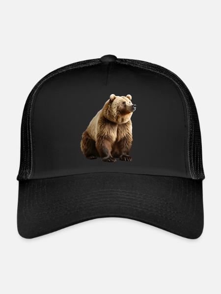 Brown bears are omnivores - Trucker Cap - black/black - Front