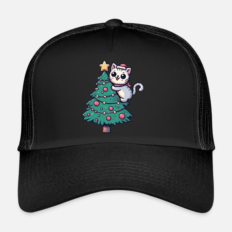 Chat de Noël - mignon sur le sapin de Noël dans la bande dessinée Casquette trucker 