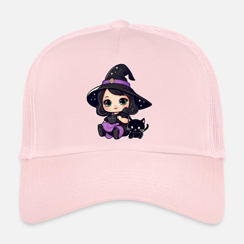 Cute witch with black cat Trucker Cap