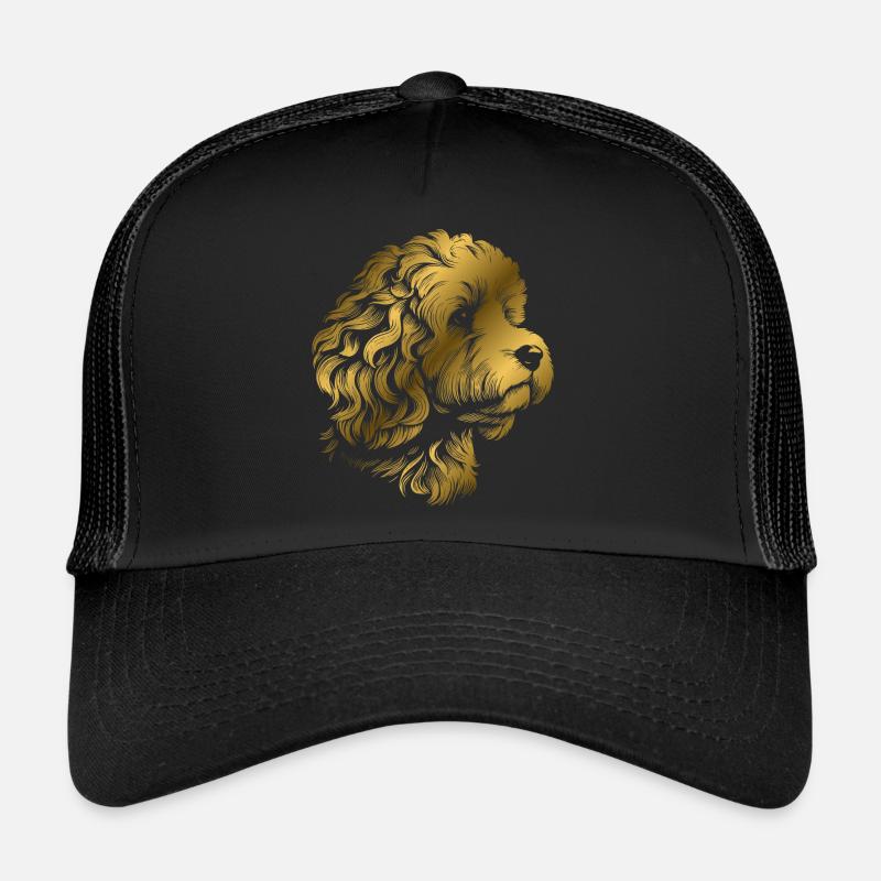 Cockerpoo Cocker Épagneul Caniche Portrait, Dessin Casquette trucker 