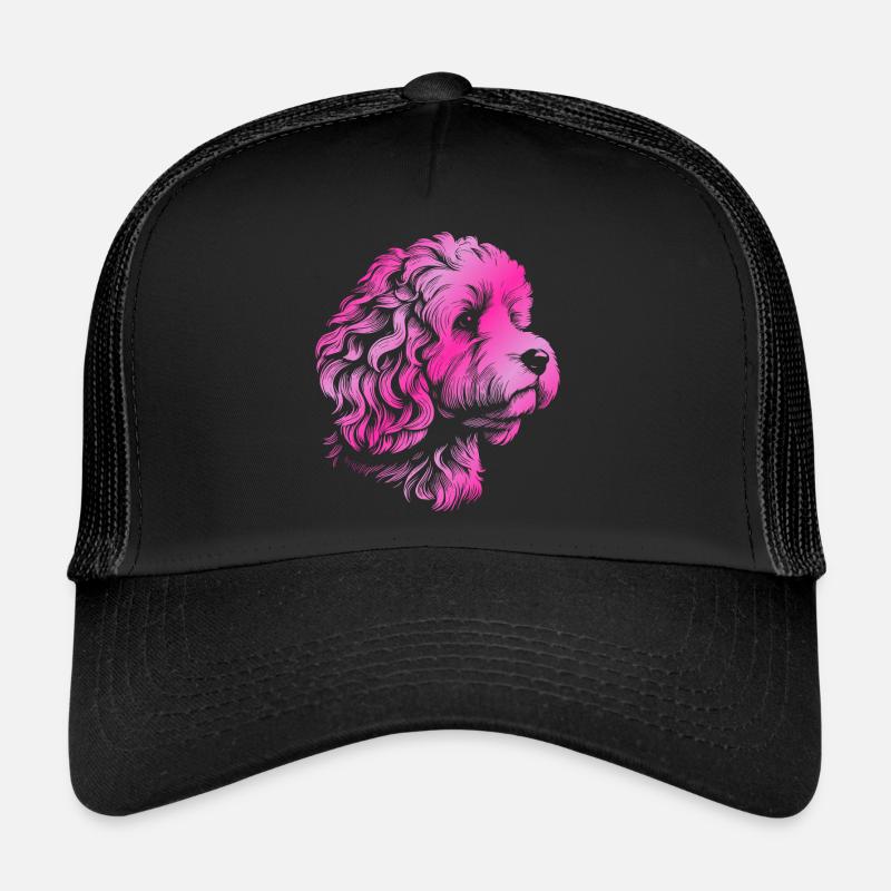 Cockerpoo Cocker Spaniel Poodle Portrait, Drawing Trucker Cap