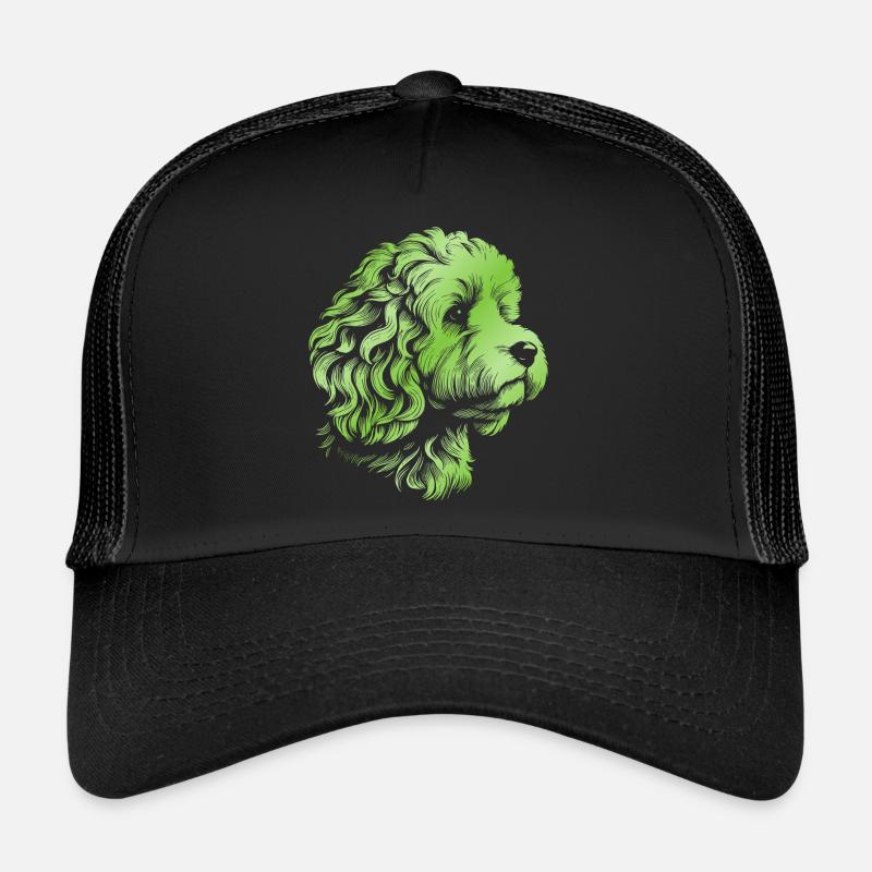 Cockerpoo Cocker Épagneul Caniche Portrait, Dessin Casquette trucker 