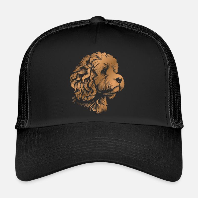 Cockerpoo Cocker Épagneul Caniche Portrait, Dessin Casquette trucker 