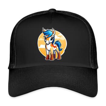 Mignon petit cheval avec du soleil - Casquette trucker  - noir/noir - Devant