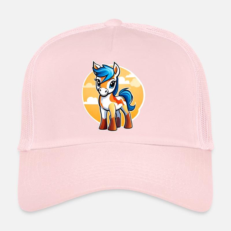 Mignon petit cheval avec du soleil Casquette trucker 