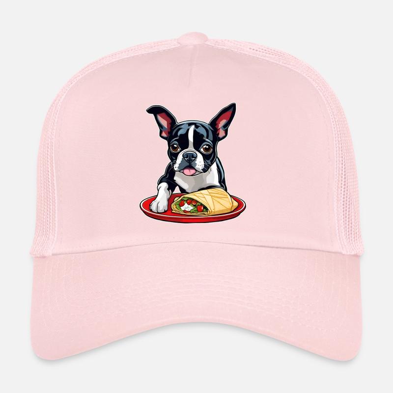Boston Terrier mit Taco Trucker Cap